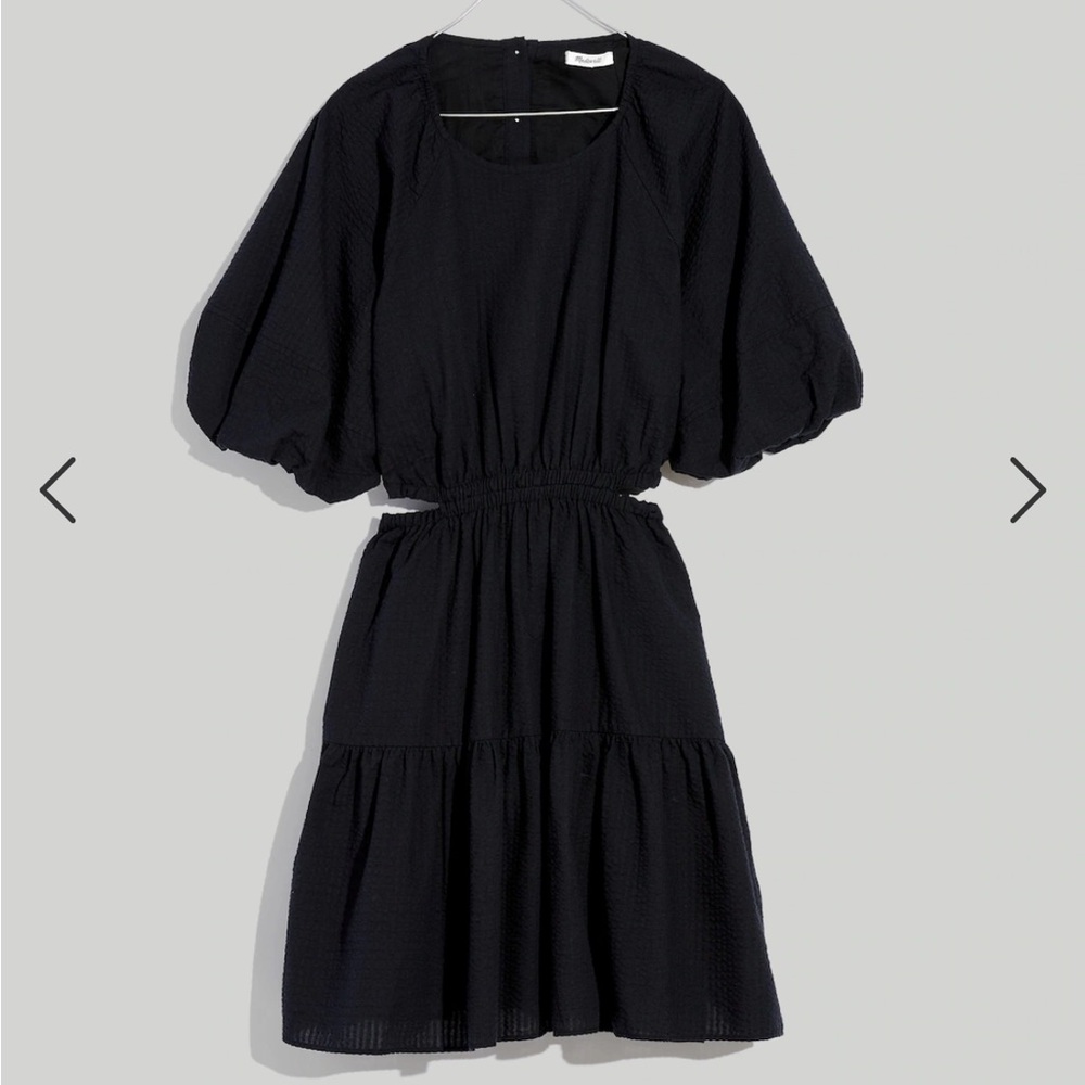 Madewell Puff Sleeve Seersucker cutout dress